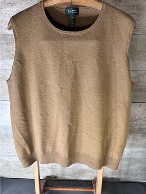 LAUREN Ralph Lauren 100% Cashmere Sleeveless Sweater Vest Camel Tan  Women’s 3X